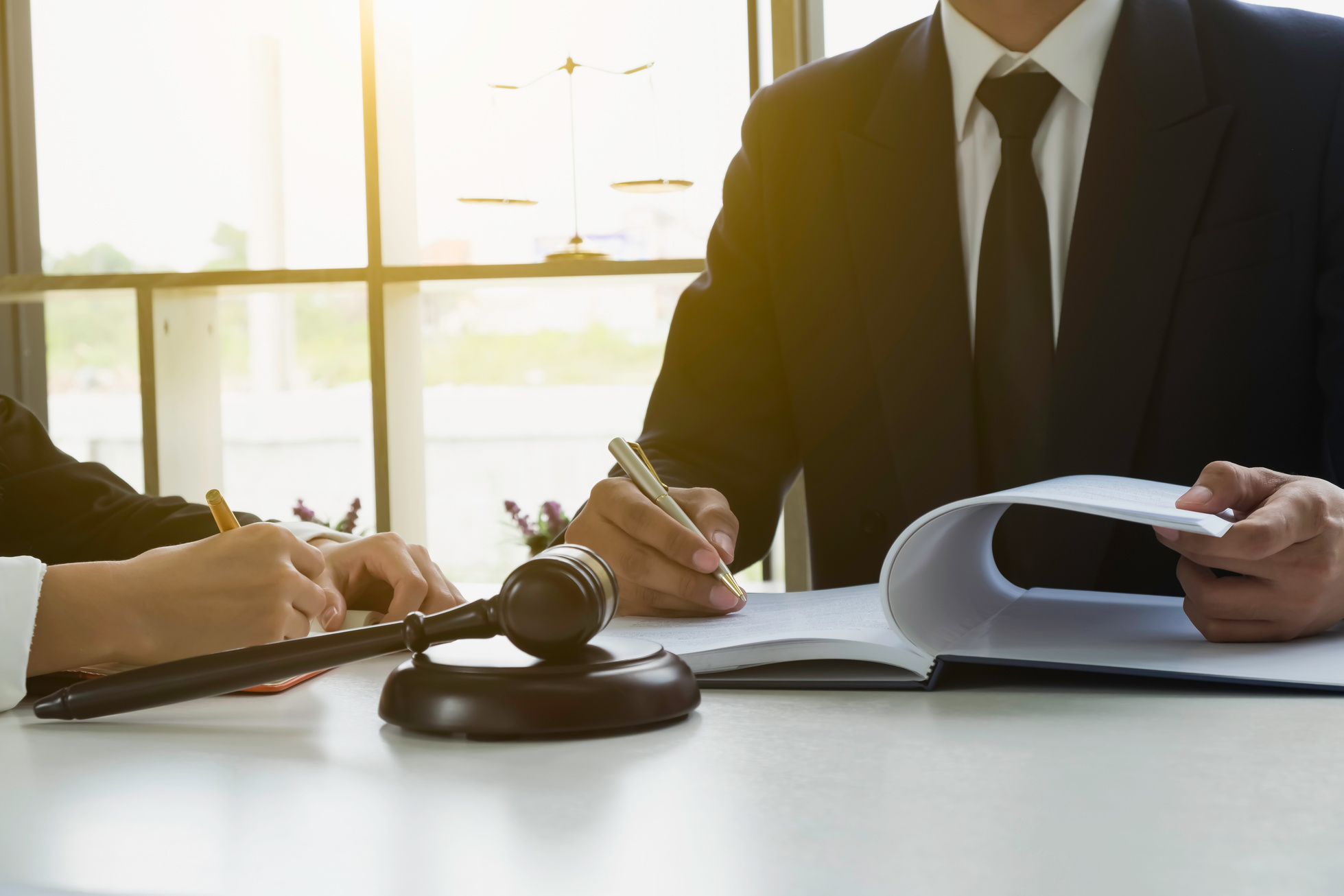 Justice and Law Concept. Gavel on Sounding Block